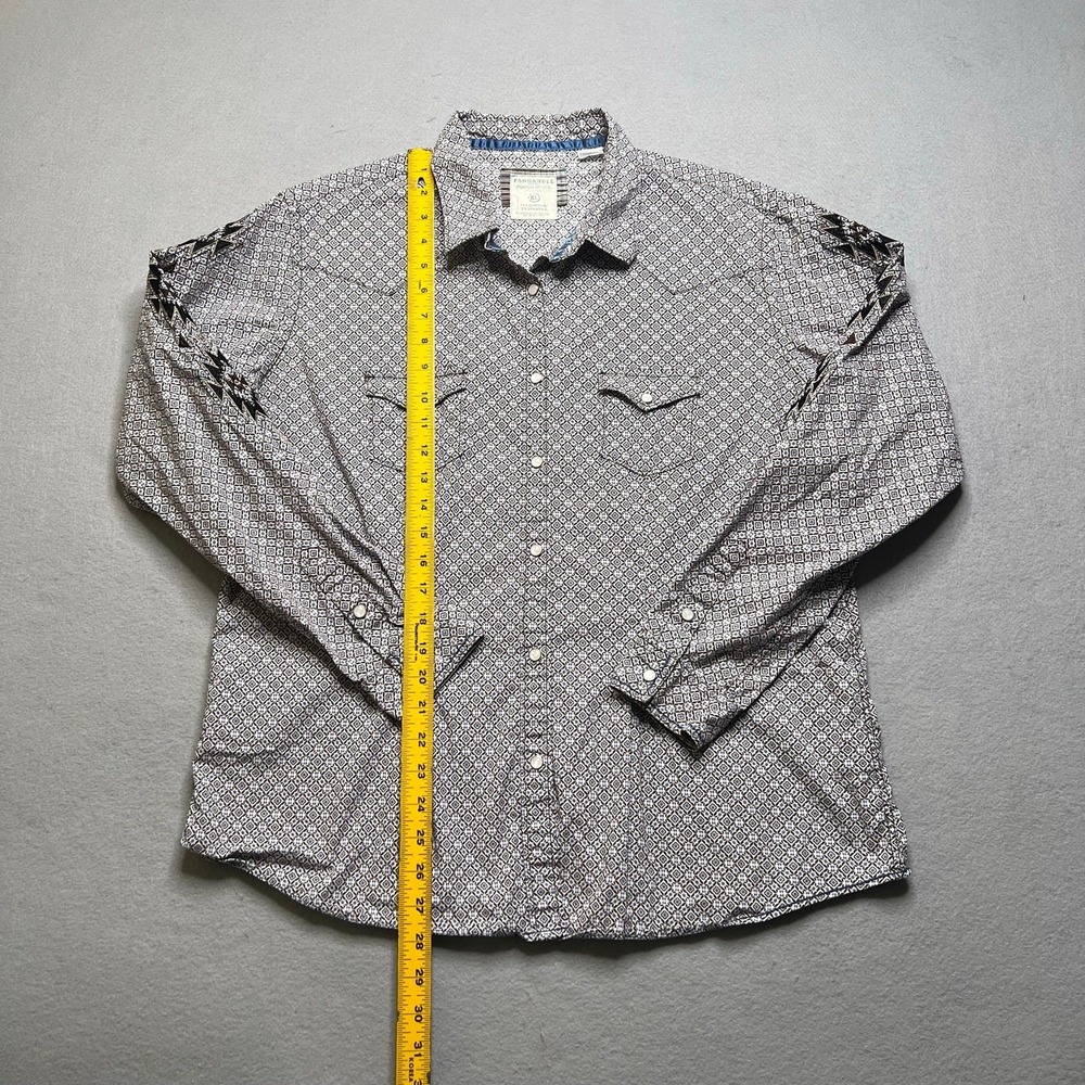 Panhandle Rough‎ Stock Western Shirt Mens XL Geometric Embroidered Sleeve Snap - Picture 6 of 13